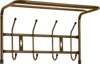 Вешалка настенная с полкой 4 крючка, Медный антик ВП4 (405х265х245мм) (Ника)