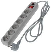 Сетевой фильтр "Универсал" ПВС 3*0,75 6гн, выкл, 10м с/з з/ш серый/1/15/ 5010