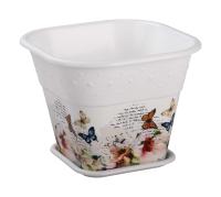 Кашпо с поддоном Майя Альтернатива М6410, белый, 3 л