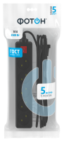 Удлинитель сетевой "ФОТОН" 10-55S (1х5) Для офиса 5м,10А, с выкл., б/з черный /1/20/