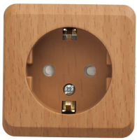 Lexel Этюд Дача Темный бук Розетка 1-ая с/з со шторками, наружная 