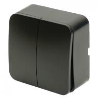 49475 Выключатель открытого монтажа, 2-клавишный, 250В, 10А, IP20, чёрный MSW10-20-05
