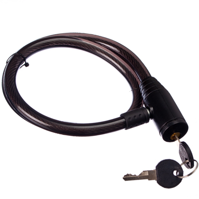 Замок велосипедный противоугонный тросовый, эконом, металл, ПВХ, пластик, 12x800мм (468-095) ГЦ