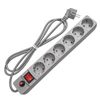 Сетевой фильтр "Универсал" ПВС 3*0,75 ,10А, 6гн, 5м выкл,с индикатором, с/з, з/ш, серый /1/15/ 5005