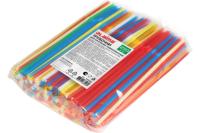 608360 Трубочки для коктейлей гофрированные, пластиковые 5х210 мм, цветные КОМПЛЕКТ 250 штук, LAIMA