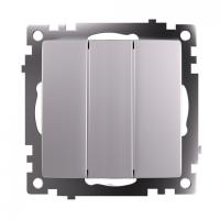 49173 Выключатель 3-клавишный (механизм), 250В, 10А, серия Катрин, GLS10-7108-03, серебро