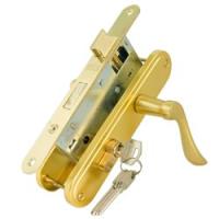 Замок врезной 129-62мм золото