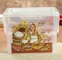 Контейнер д/муки 5,3л с ручкой декор (8) 4332128 Быт