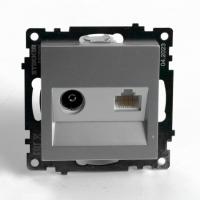49183 Розетка TV + компьютерная RJ-45 (механизм), серия Катрин, серебро, GLS00-7106-03