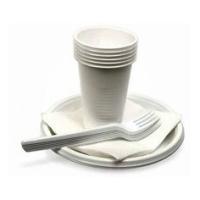 НАБОР № 7 Тарелка 170мм, вилка, стакан 200мл, салфетка-6шт, скатерть-1шт. (арт. 502637)