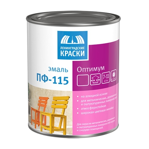 Эмаль глянцевая ПФ-115 Ленинградские краски Оптимум, белый, 0,9 кг