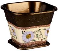 Кашпо с поддоном Плетение Альтернатива М3674, коричневый, 3 л