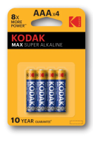 Элемент питания Kodak LR03 MAX SUPER Alkaline BL-4 (упаковка 4 батарейки)