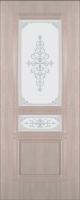 Дверное полотно шпон Троя-1 Ст 700 мм, беленый дуб, стекло матовое с рисунком