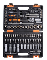 73/6/7/5 Набор инструментов, 1/2" , 1/4" , CrV, пластиковый кейс 94 предмета Вихрь