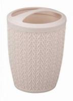 Стакан для зубных щеток Вязаное плетение M7121, пластик, розовый