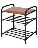 Банкетка 1  медный антик, с мягким сидением, винилискожа, разборная, 2 полки (440х330х500мм) (Ника)