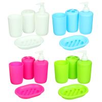 Набор для ванной 4 пр., пластик, однотонный, в сетке, 4 цвета (463-769)