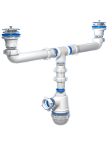 Сифон двойной АНИ пласт Грот A3000, 1"-1/2", D40 мм