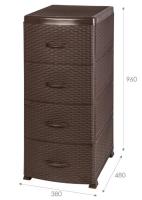 Комод 4 секции Ротанг 380*480*960 мм коричневый