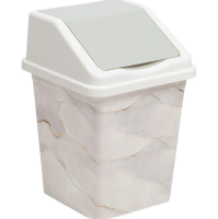 Контейнер для мусора 5,0 л с подвижной крышкой белый мрамор