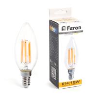 38256 Лампа светодиодная (15W) 230V E14 2700K прозрачная, LB-717 Feron