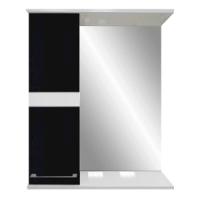 Зеркало-шкаф PROFLINE Лайн (1дверь слева+зеркало)60см цвет Черный/Белая вставка глянец