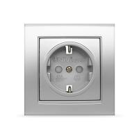Розетка 1-м СП Бриллиант защ. шторки с заземл. серебр. UNIVersal 7949889