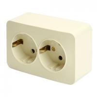 49497 Розетка 2-местная с/з открытого монтажа, 250В, 16А, IP20, крем MST16-12-04