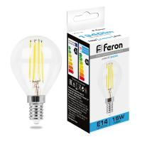 38251 Лампа светодиодная (15W) 230V E14 6400K прозрачная, LB-515 Feron