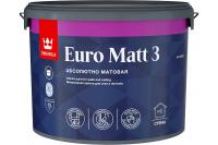 Краска интерьерная глубокоматовая Tikkurila Euro Matt 3, база С, под колеровку, 9 л