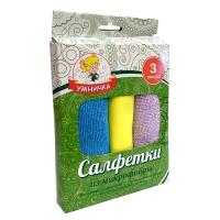 Салфетка микрофибра 30*30см "УМНИЧКА" 3шт (50) SY-B-002