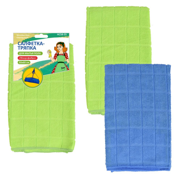 799821 Салфетка-тряпка д/мытья пола "Микрофибра", 50*60см, микрофибра HC58-55 Мул